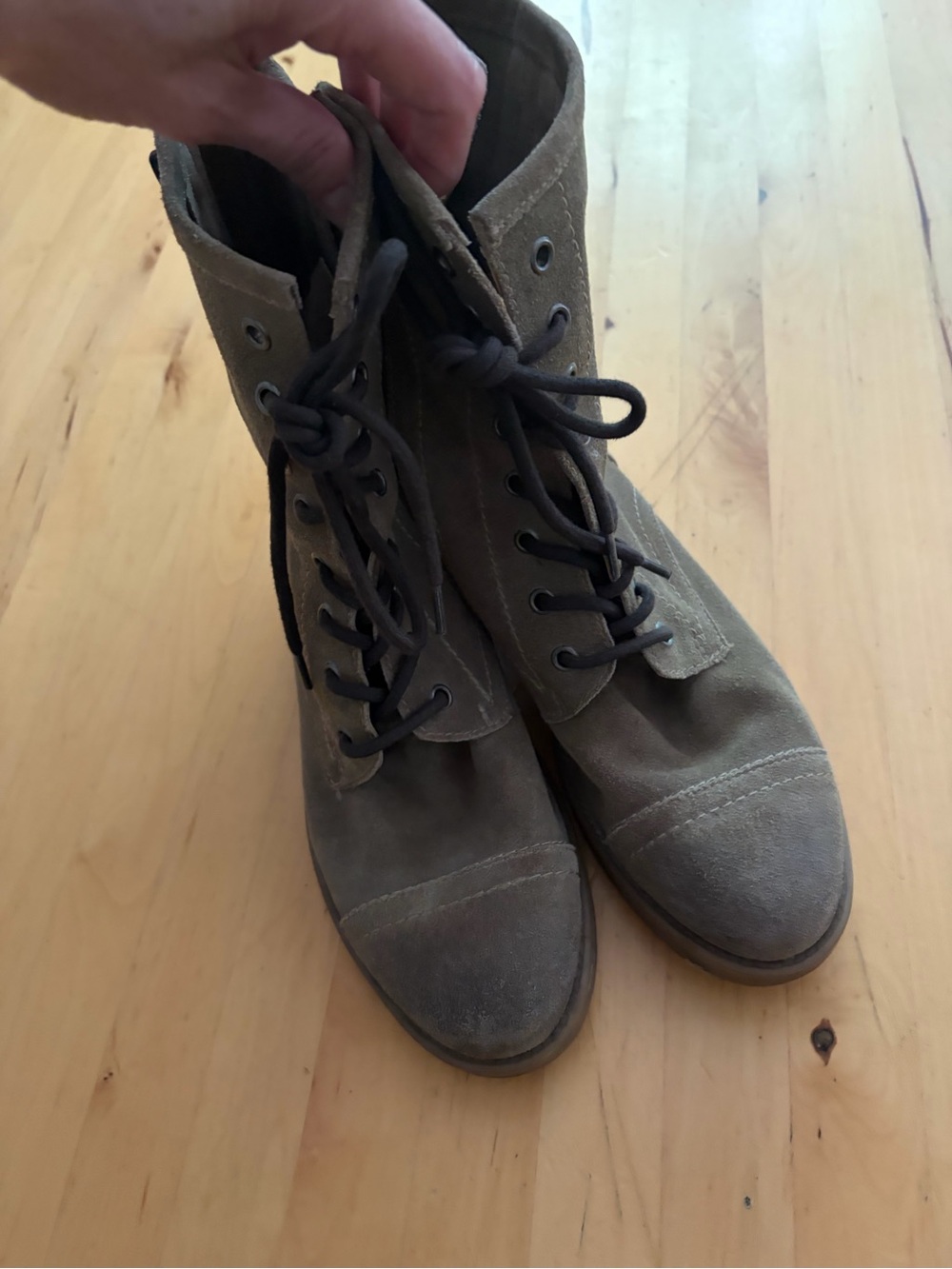 Taupe Suede Lace-Up Boots